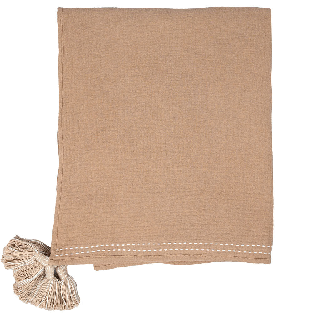 Muslin Throw Blanket with Tassels