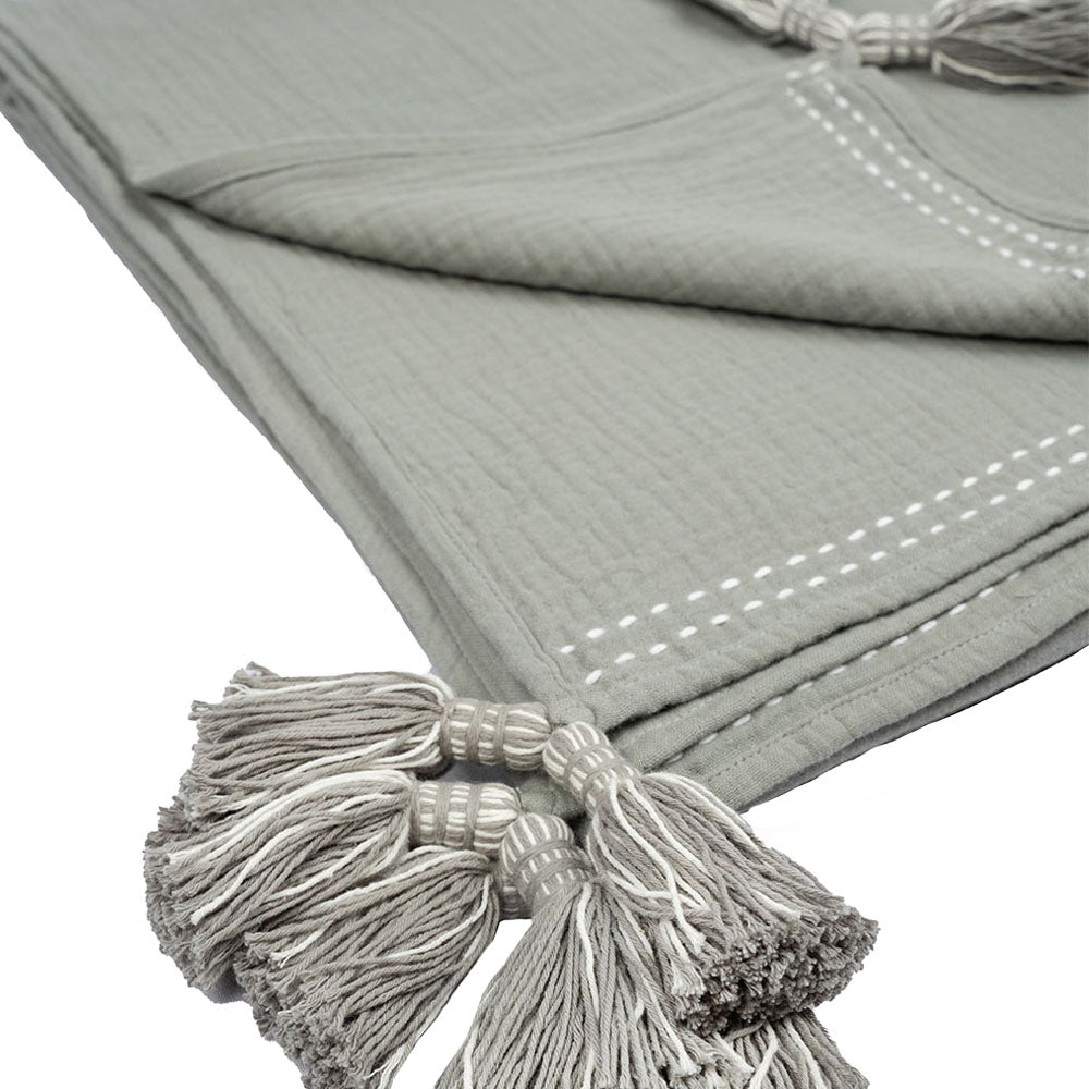 Muslin Throw Blanket with Tassels