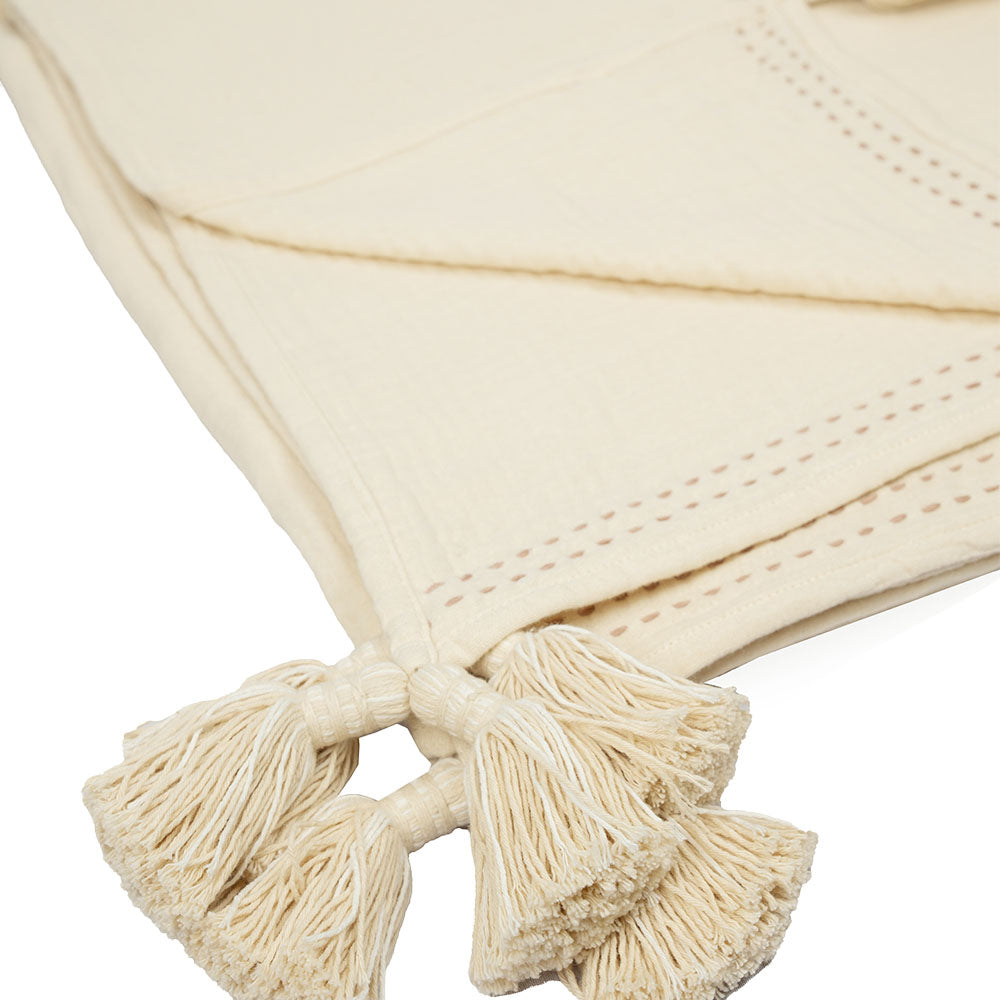Muslin Throw Blanket with Tassels