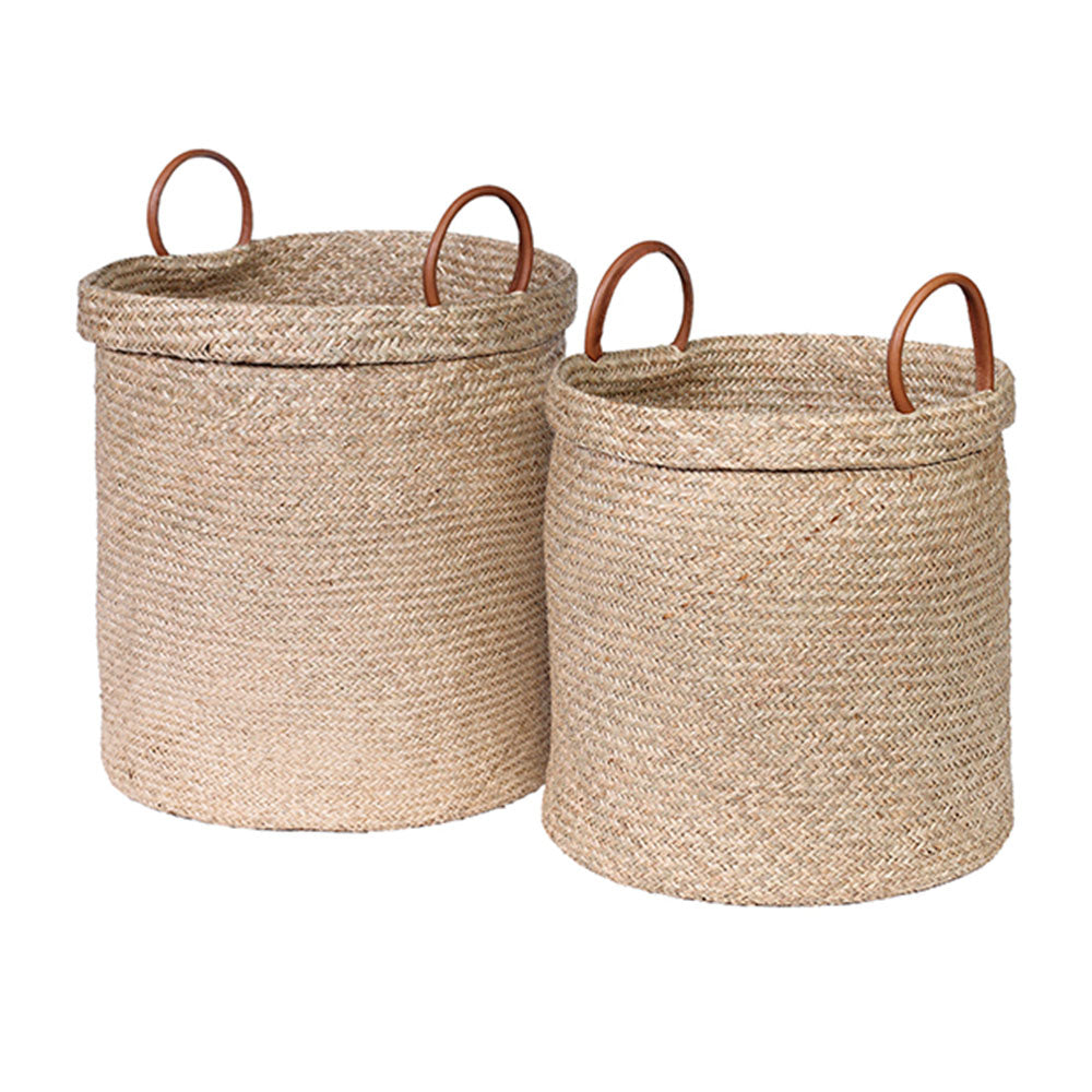 Corsa Mendong Round Tall Basket, Set of 2