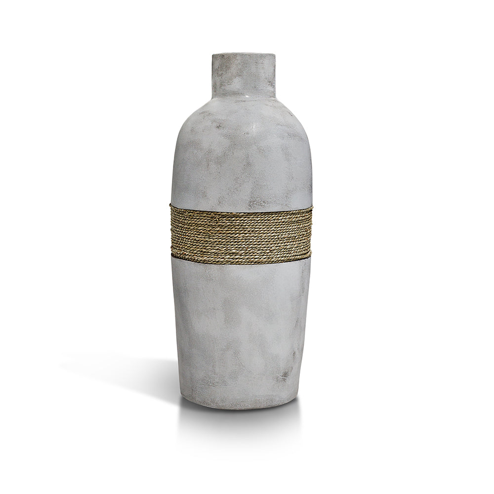 Skinny Bottle Vase with Seagrass Rope
