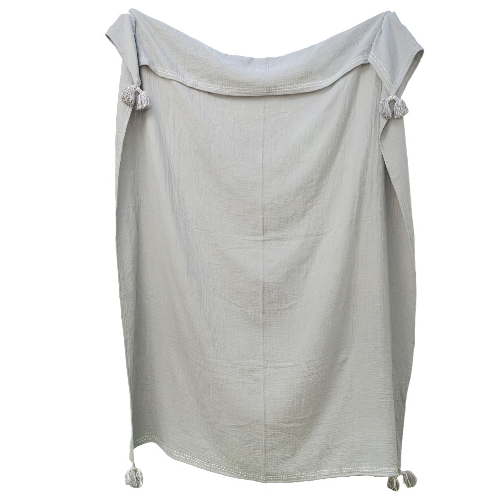 Muslin Throw Blanket with Tassels