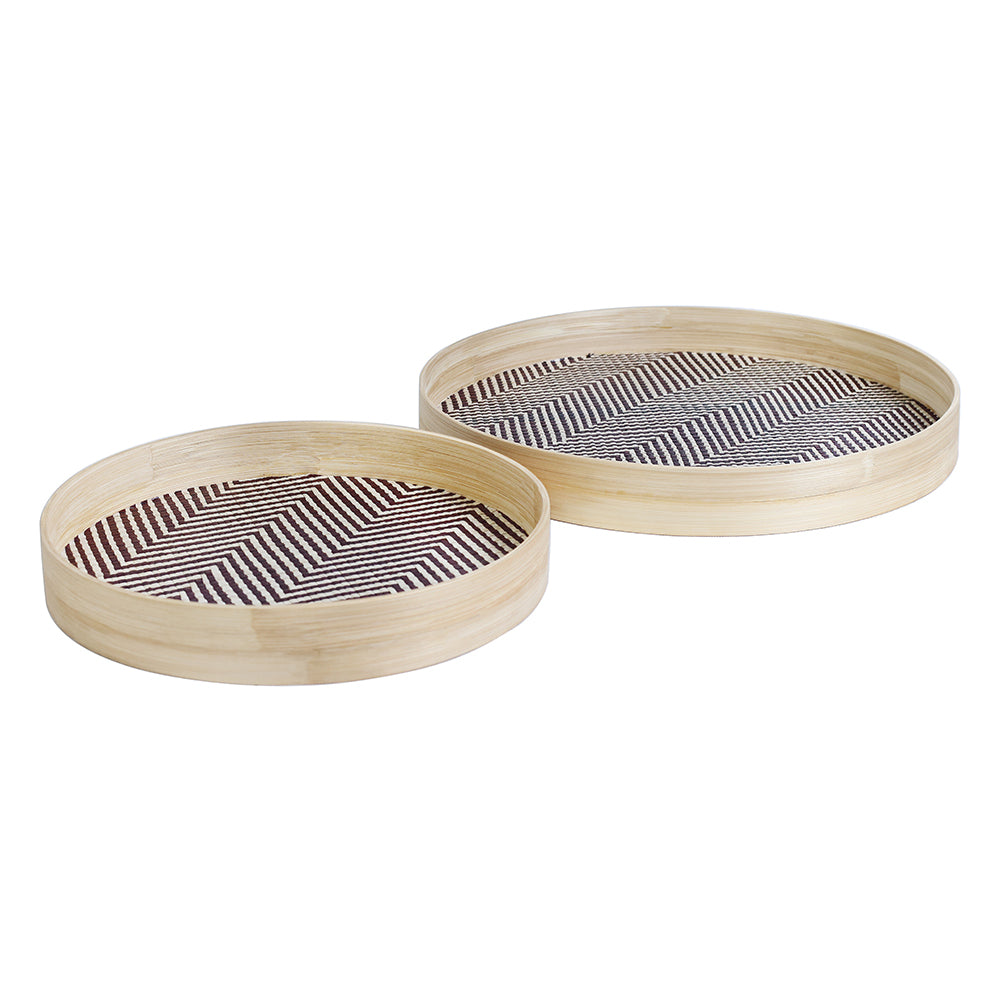 Cas Chevron Round Tray, Set of 2