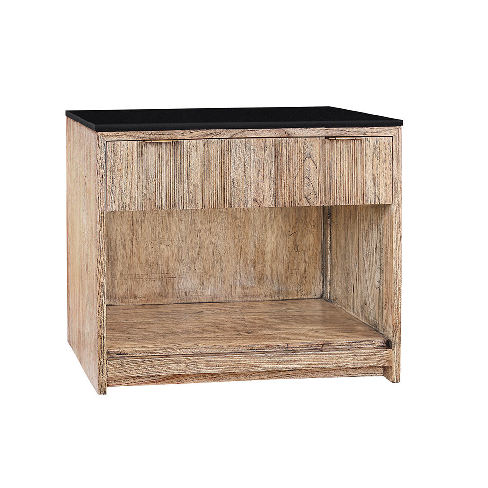 Berkeley 1 Drawer Bedside Chest with Black Matte Marble Top