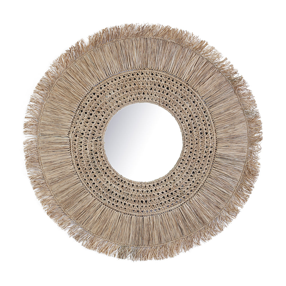 Raffia Round Mirror