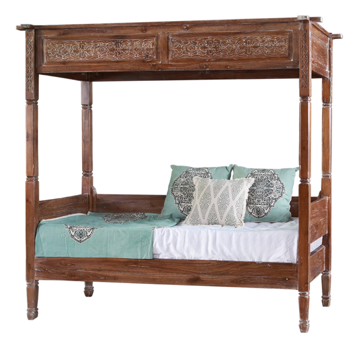 Carved Teak Canopy Daybed